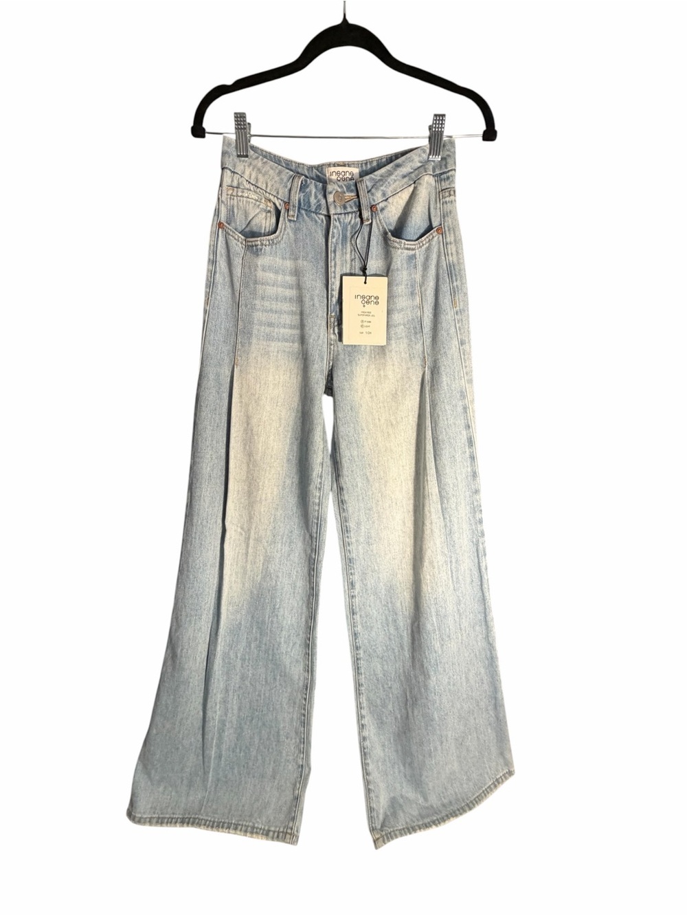 NWT Insane Gene High Rise Super Wide Leg Light Wash Womens Jeans Sz 24 - Picture 2 of 14